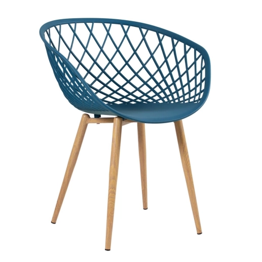 Mesa de jantar redonda 100 cm branco + 4 cadeiras Clarice Nest Azul petróleo Produto Mesa de jantar redonda 100 cm branco + 4 cadeiras Clarice Nest Azul petróleo
