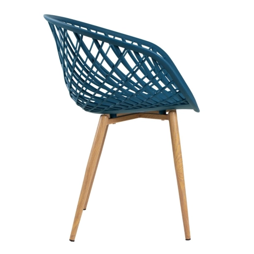 Mesa de jantar redonda 100 cm branco + 4 cadeiras Clarice Nest Azul petróleo Produto Mesa de jantar redonda 100 cm branco + 4 cadeiras Clarice Nest Azul petróleo