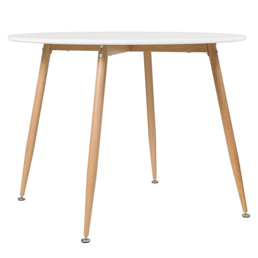 Mesa de jantar redonda 100 cm branco + 4 cadeiras Clarice Nest Azul petróleo Produto Mesa de jantar redonda 100 cm branco + 4 cadeiras Clarice Nest Azul petróleo