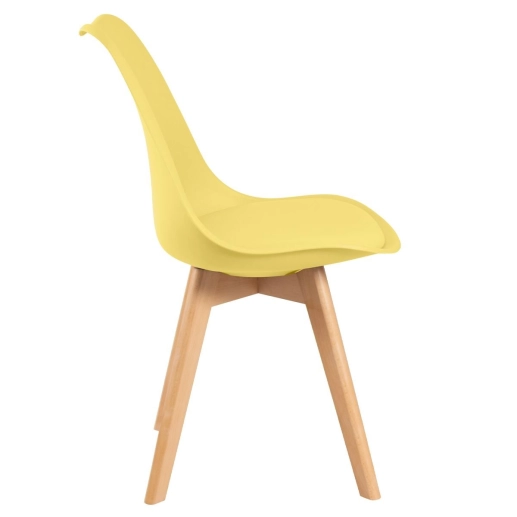 Produto Mesa redonda Leda 70 cm branco + 3 cadeiras estofadas Leda Amarelo