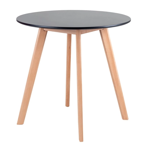 Produto Mesa redonda Leda 70 cm preto + 2 cadeiras estofadas Leda Amarelo