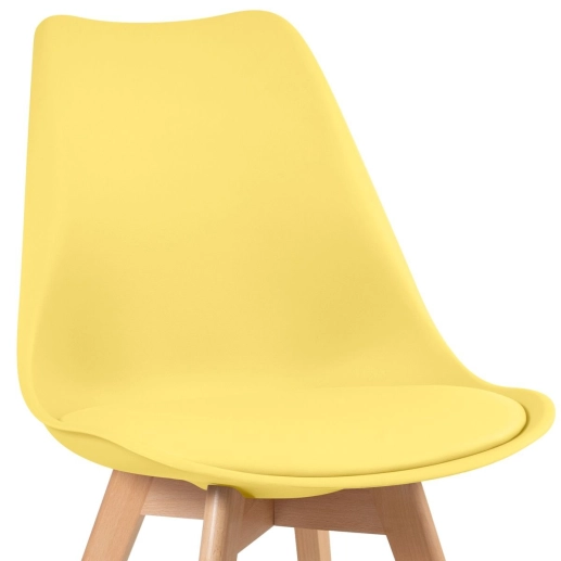 Produto Mesa redonda Leda 70 cm preto + 2 cadeiras estofadas Leda Amarelo