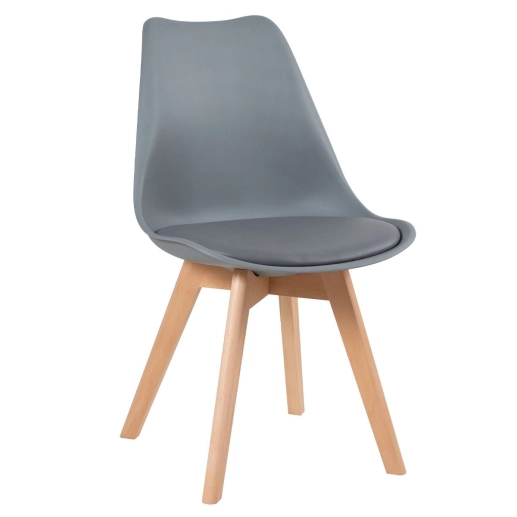 Mesa redonda Leda 80 cm branco + 4 cadeiras estofadas Leda Cinza Escuro Produto Mesa redonda Leda 80 cm branco + 4 cadeiras estofadas Leda Cinza Escuro