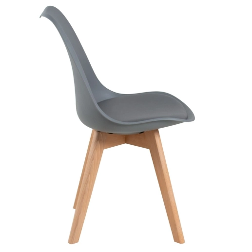 Mesa redonda Leda 80 cm branco + 4 cadeiras estofadas Leda Cinza Escuro Produto Mesa redonda Leda 80 cm branco + 4 cadeiras estofadas Leda Cinza Escuro