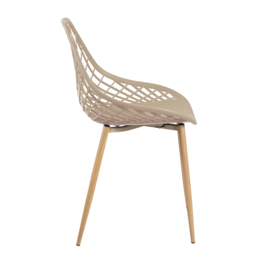 Produto Mesa de jantar redonda 80 cm branco + 3 cadeiras Clarice Cloe Nude