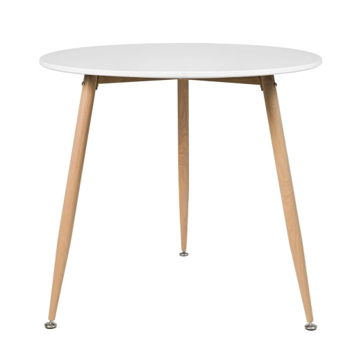 Produto Mesa de jantar redonda 80 cm branco + 3 cadeiras Clarice Cloe Nude