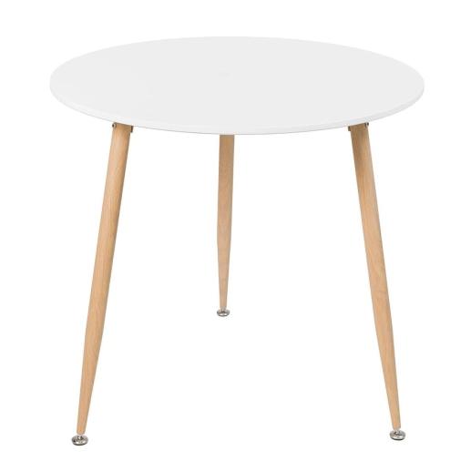 Produto Mesa de jantar redonda 80 cm branco + 3 cadeiras Clarice Cloe Nude