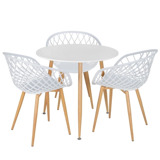 Produto Mesa de jantar redonda 80 cm branco + 3 cadeiras Clarice Nest Branco