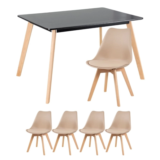 Produto Mesa de jantar retangular 80 x 120 cm + 4 cadeiras Leda