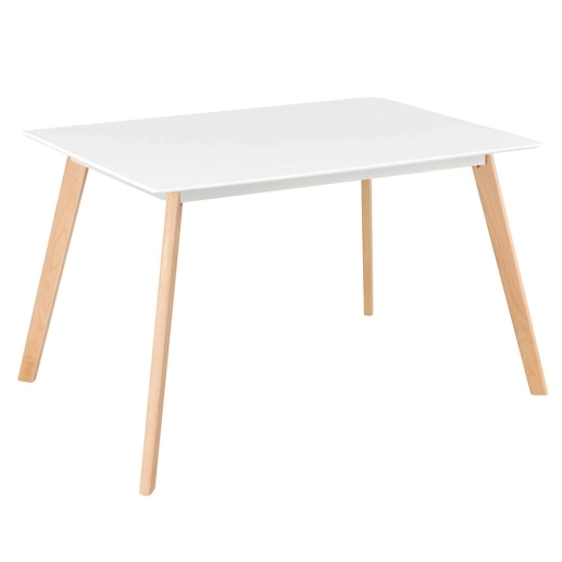 Produto Mesa de jantar retangular 80 x 120 cm preto + 4 cadeiras estofadas Leda - branco