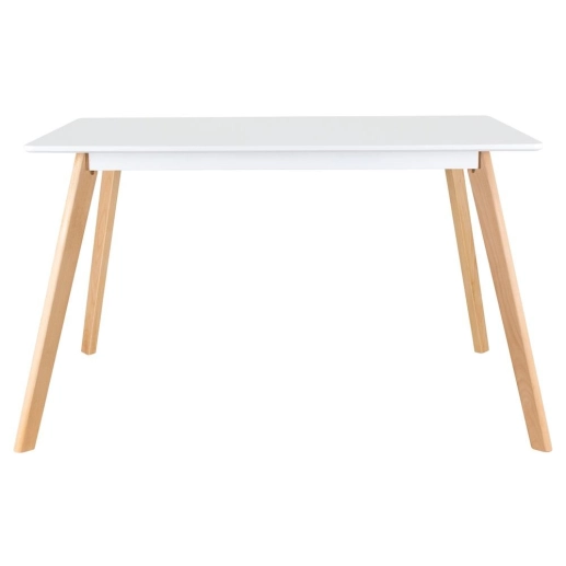Produto Mesa de jantar retangular 80 x 120 cm preto + 4 cadeiras estofadas Leda - branco
