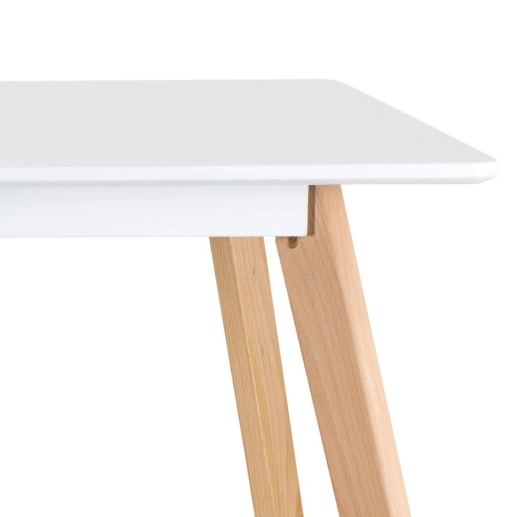 Produto Mesa de jantar retangular 80 x 120 cm preto + 4 cadeiras estofadas Leda - branco