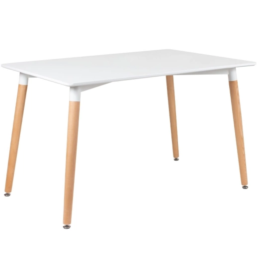 Mesa de jantar retangular Eames 80 x 120 cm branco + 6 cadeiras Eiffel DSW Branco Produto Mesa de jantar retangular Eames 80 x 120 cm branco + 6 cadeiras Eiffel DSW Branco