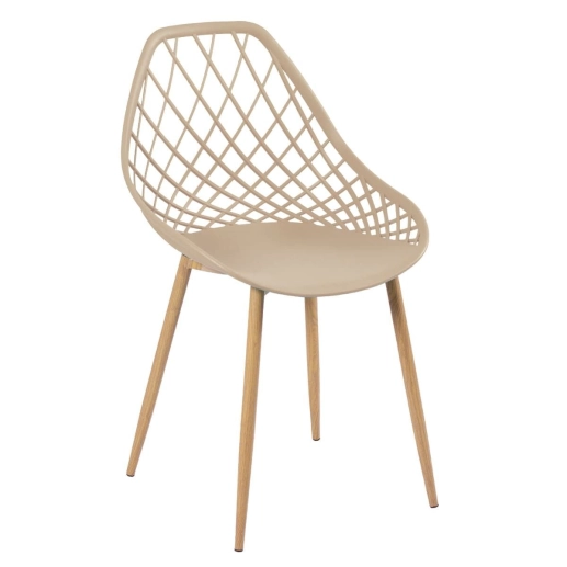 Produto Mesa redonda com tampo de vidro 100 cm + 4 cadeiras Clarice Cloe Nude