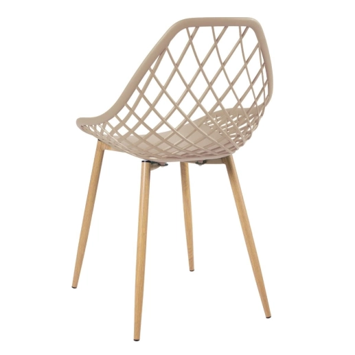 Produto Mesa redonda com tampo de vidro 100 cm + 4 cadeiras Clarice Cloe Nude