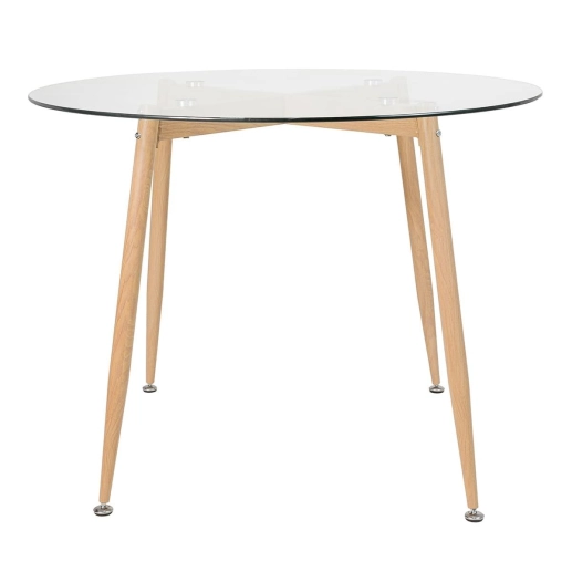 Produto Mesa redonda com tampo de vidro 100 cm + 4 cadeiras Clarice Cloe Nude