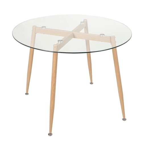 Produto Mesa redonda com tampo de vidro 100 cm + 4 cadeiras Clarice Cloe Nude