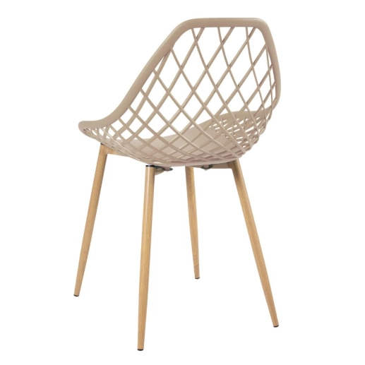 Produto Mesa redonda com tampo de vidro 80 cm + 3 cadeiras Clarice Cloe Nude