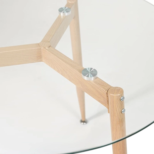 Produto Mesa redonda com tampo de vidro 80 cm + 3 cadeiras Clarice Nest Cinza