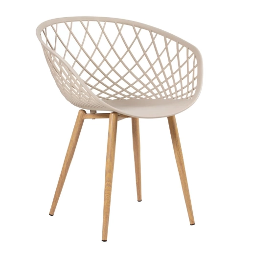 Mesa redonda com tampo de vidro 80 cm + 3 cadeiras Clarice Nest Nude Produto Mesa redonda com tampo de vidro 80 cm + 3 cadeiras Clarice Nest Nude