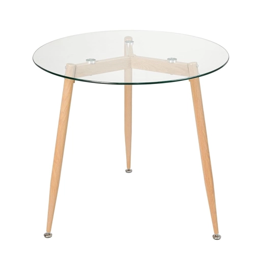 Mesa redonda com tampo de vidro 80 cm + 3 cadeiras Clarice Nest Nude Produto Mesa redonda com tampo de vidro 80 cm + 3 cadeiras Clarice Nest Nude