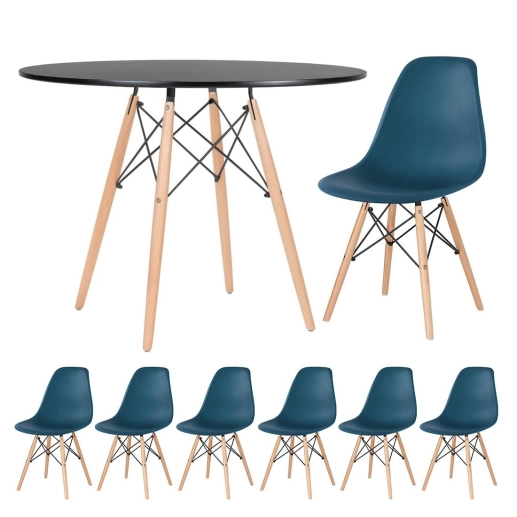 Produto Mesa redonda Eames 100 cm + 6 cadeiras Eiffel DSW