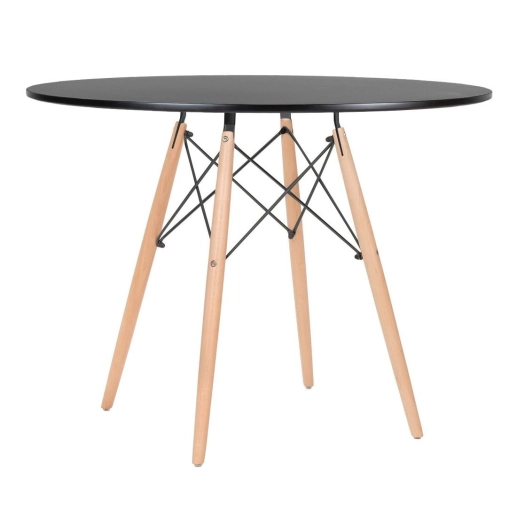 Produto Mesa redonda Eames 100 cm preto + 2 cadeiras Eiffel DSW Preto
