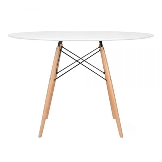 Produto Mesa redonda Eames 120 cm + 5 cadeiras Eames DSW - Nude