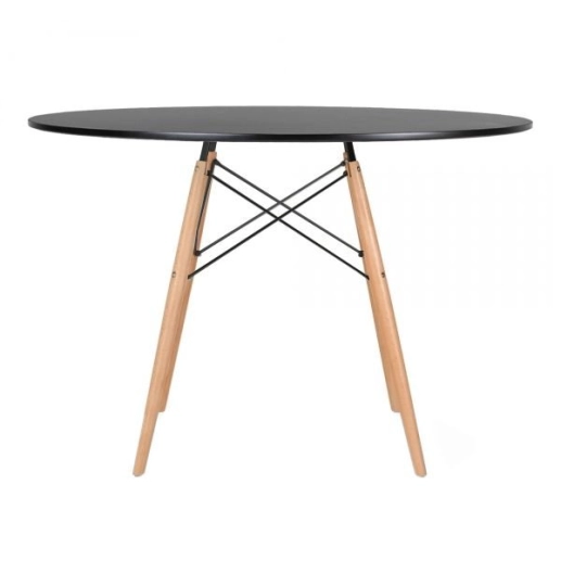 Produto Mesa redonda Eames 120 cm + 5 cadeiras Eames DSW - Preto