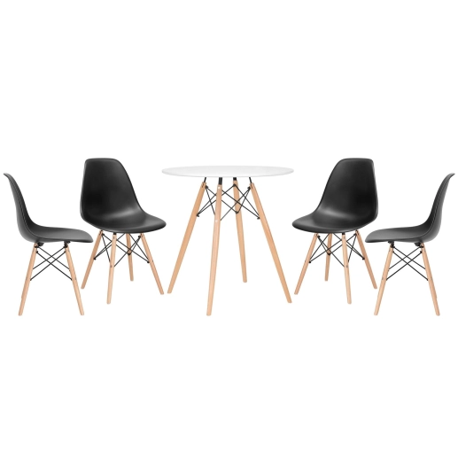 Produto Mesa redonda Eames 70 cm branco + 4 cadeiras Eiffel Dsw