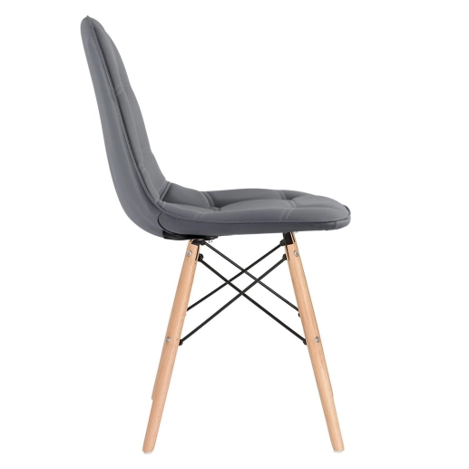 Produto Mesa redonda Eames 80 cm preto + 4 cadeiras estofadas Eiffel Botonê Cinza escuro