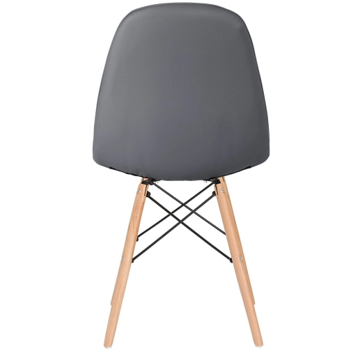 Produto Mesa redonda Eames 80 cm preto + 4 cadeiras estofadas Eiffel Botonê Cinza escuro