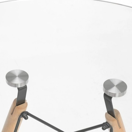 Produto Mesa redonda Eames com tampo de vidro 120 cm + 6 cadeiras Eiffel DAW - Branco
