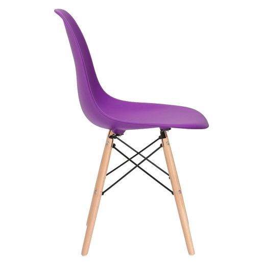 Produto Mesa redonda Eames com tampo de vidro 80 cm + 3 cadeiras Eiffel DSW Roxo