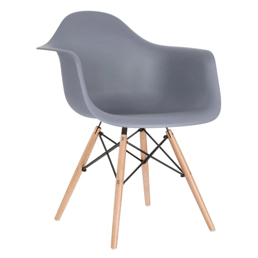 Mesa redonda Eames com tampo de vidro 90 cm + 2 cadeiras Eiffel DAW - Cinza escuro Produto Mesa redonda Eames com tampo de vidro 90 cm + 2 cadeiras Eiffel DAW - Cinza escuro