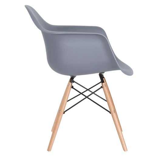 Mesa redonda Eames com tampo de vidro 90 cm + 2 cadeiras Eiffel DAW - Cinza escuro Produto Mesa redonda Eames com tampo de vidro 90 cm + 2 cadeiras Eiffel DAW - Cinza escuro