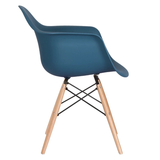 Mesa redonda Eames com tampo de vidro 90 cm + 4 cadeiras Eiffel DAW - Azul petróleo Produto Mesa redonda Eames com tampo de vidro 90 cm + 4 cadeiras Eiffel DAW - Azul petróleo