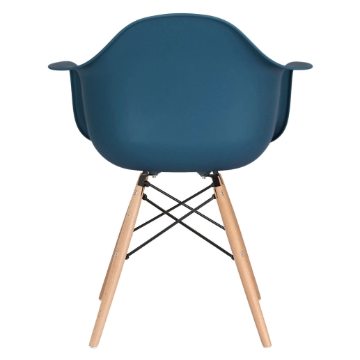 Mesa redonda Eames com tampo de vidro 90 cm + 4 cadeiras Eiffel DAW - Azul petróleo Produto Mesa redonda Eames com tampo de vidro 90 cm + 4 cadeiras Eiffel DAW - Azul petróleo