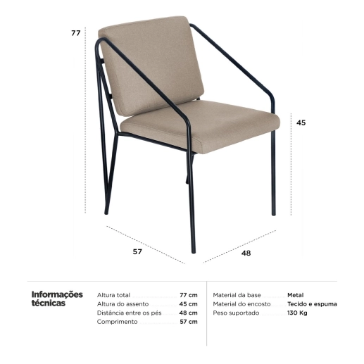 Produto Poltrona cadeira estofada Bergen nórdico escandinavo