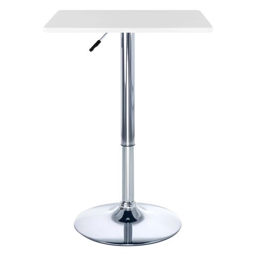Mesa alta para bar e bistro Apollo quadrada 60 cm com tampo madeira ajustável - Branco Produto Mesa alta para bar e bistro Apollo quadrada 60 cm com tampo madeira ajustável - Branco