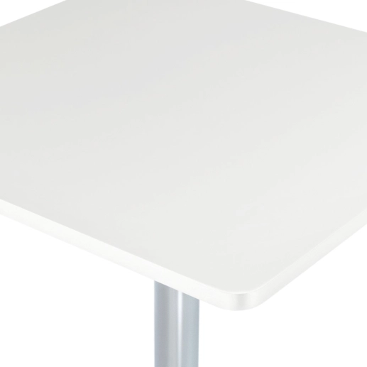 Mesa alta para bar e bistro Apollo quadrada 60 cm com tampo madeira ajustável - Branco Produto Mesa alta para bar e bistro Apollo quadrada 60 cm com tampo madeira ajustável - Branco
