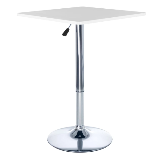 Mesa alta para bar e bistro Apollo quadrada 60 cm com tampo madeira ajustável - Branco Produto Mesa alta para bar e bistro Apollo quadrada 60 cm com tampo madeira ajustável - Branco