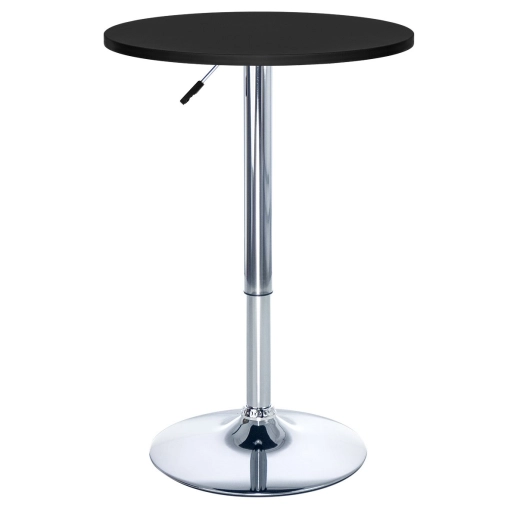 Mesa alta para bar e bistro Apollo redonda 60 cm com tampo madeira ajustável - Preto Produto Mesa alta para bar e bistro Apollo redonda 60 cm com tampo madeira ajustável - Preto