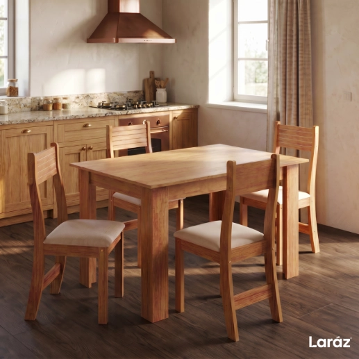 Mesa de Jantar León Laráz Retangular com tampo em Madeira 110x75 cm Produto Mesa de Jantar León Laráz Retangular com tampo em Madeira 110x75 cm