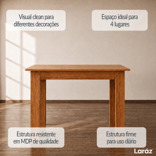Mesa de Jantar León Laráz Retangular com tampo em Madeira 110x75 cm Produto Mesa de Jantar León Laráz Retangular com tampo em Madeira 110x75 cm