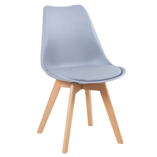 Produto Mesa redonda Leda 100 cm branco + 4 cadeiras estofadas Leda Cinza Claro