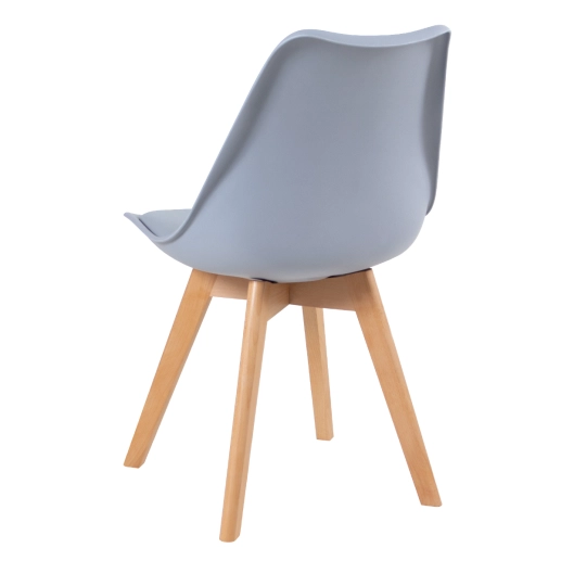 Produto Mesa redonda Leda 100 cm branco + 4 cadeiras estofadas Leda Cinza Claro