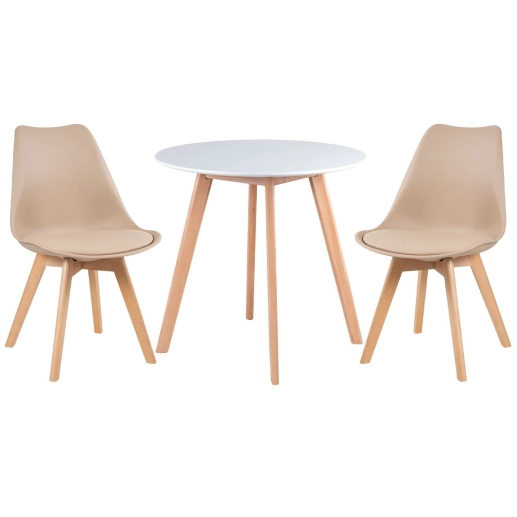 Produto Mesa de jantar redonda 70 cm + 2 cadeiras Leda