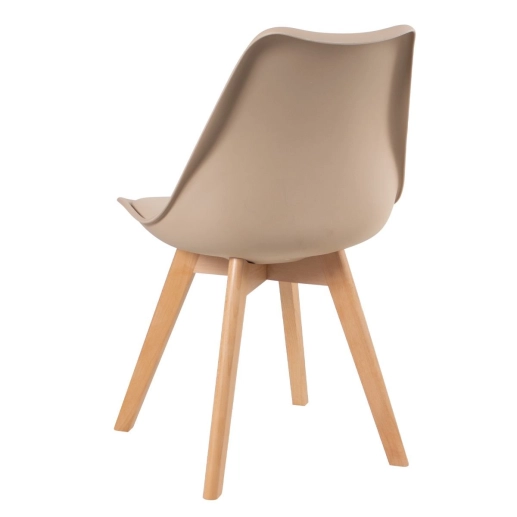 Produto Mesa redonda Leda 80 cm branco + 2 cadeiras estofadas Leda Nude