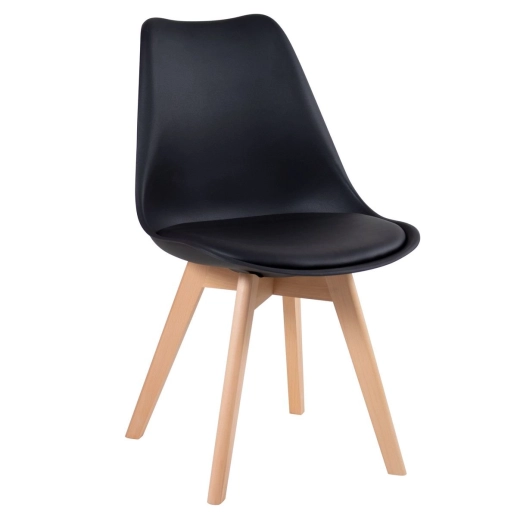 Produto Mesa redonda Leda 80 cm branco + 2 cadeiras estofadas Leda Preto
